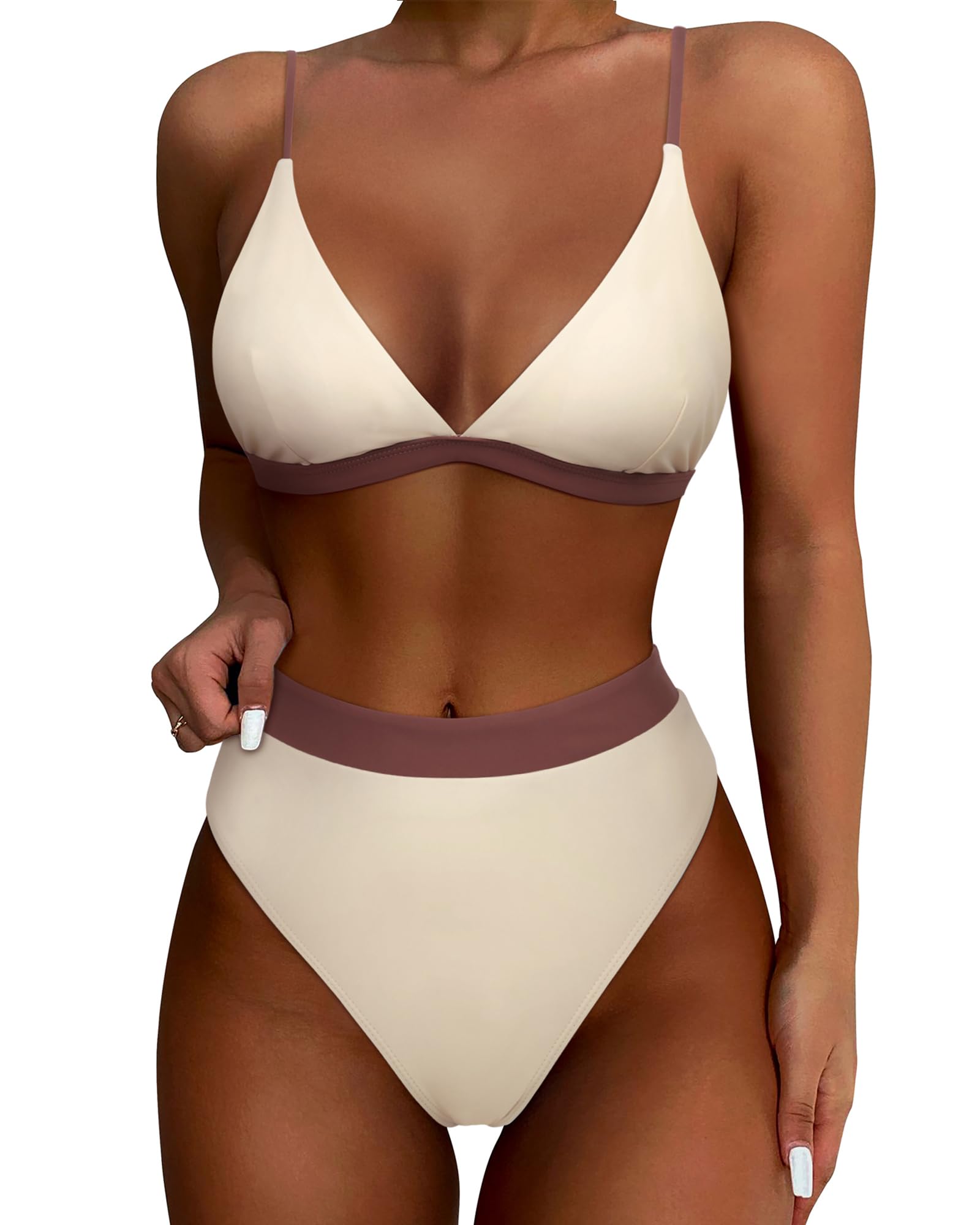 Rachymack Women High Waisted High Cut Bikini Sets