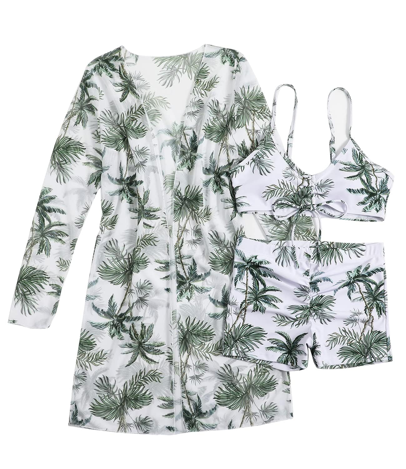 Rachymack Women's Swimsuit Printed Ruched Long Sleeve