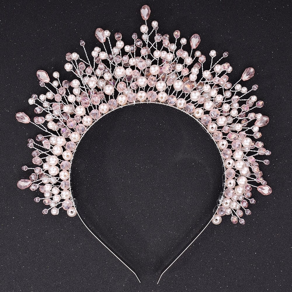 Rachymack Pink Crystal Bridal Hair Piece Women Handmade