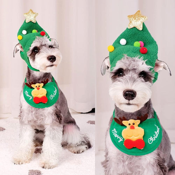 Adorable Pet Christmas Tree Pom-Pom Hat