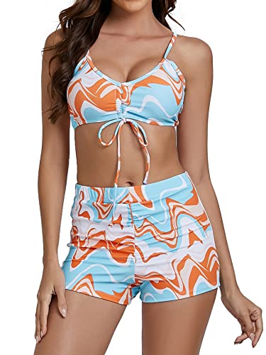 Women's Swimsuit Printed Ruched Long Sleeve