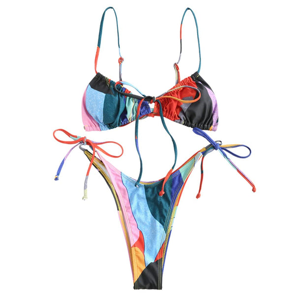 Womens High Cut Thong Bikini Set