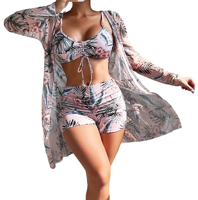 Women Printed 3 Pieces High Waist Bikini