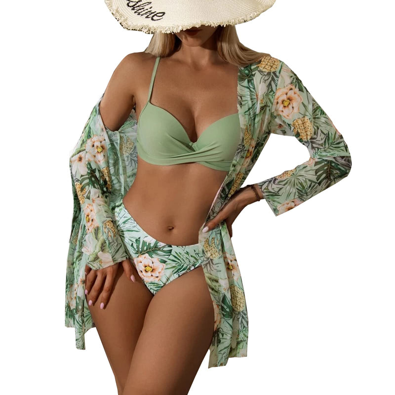 Sexy Floral Printed Push Up Bikini Set