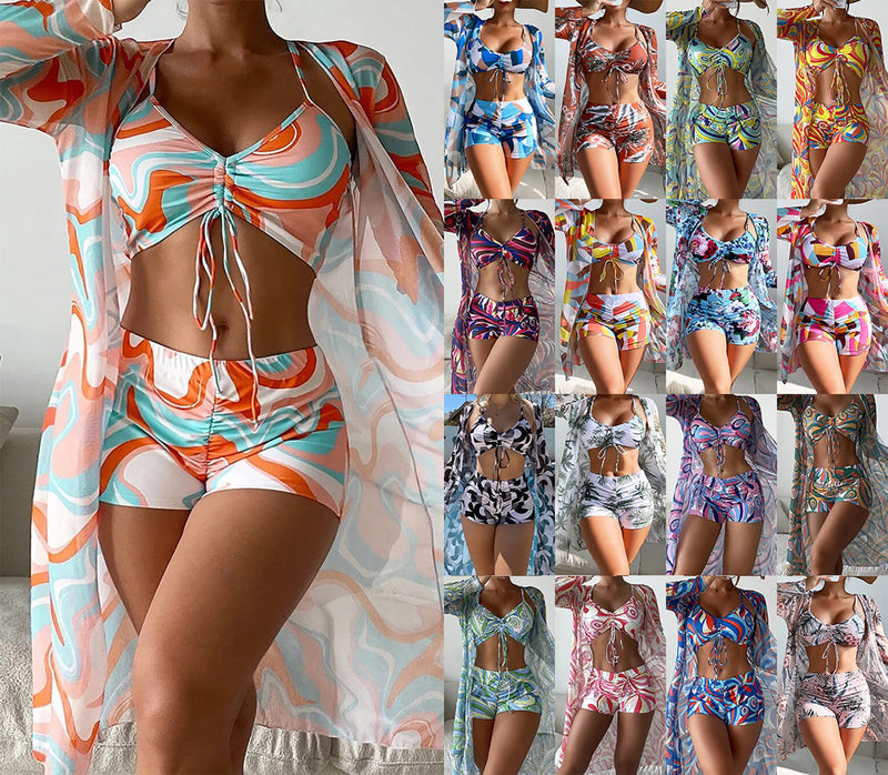 Women Printed 3 Pieces High Waist Bikini