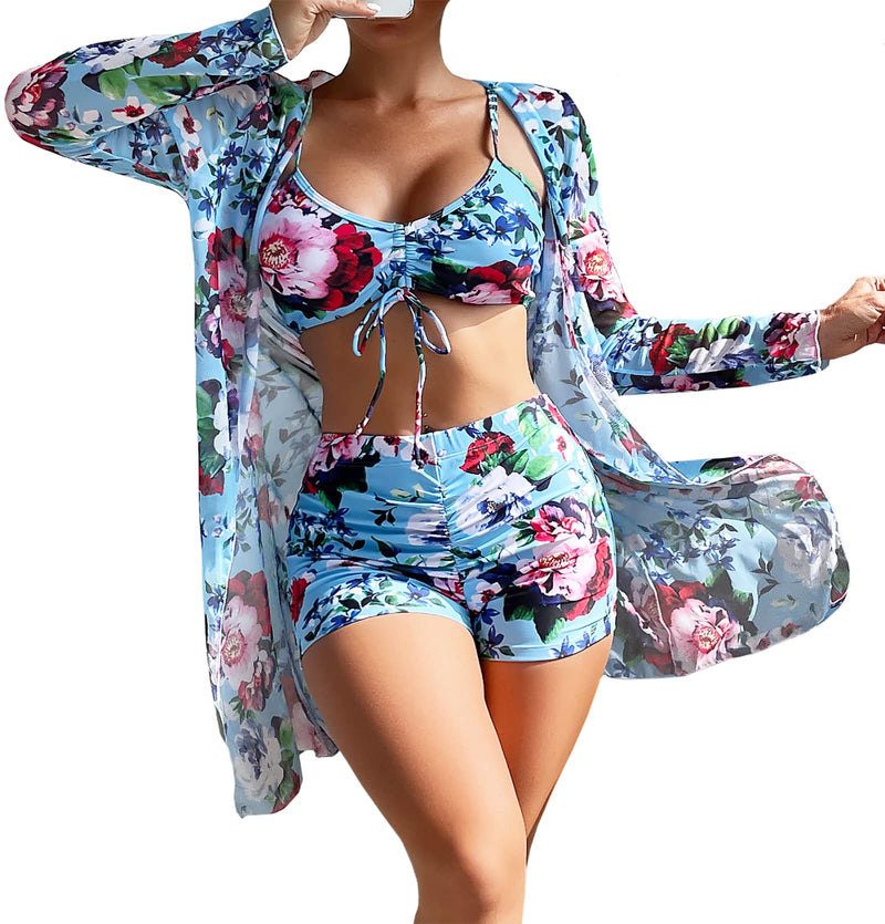 Women Printed 3 Pieces High Waist Bikini