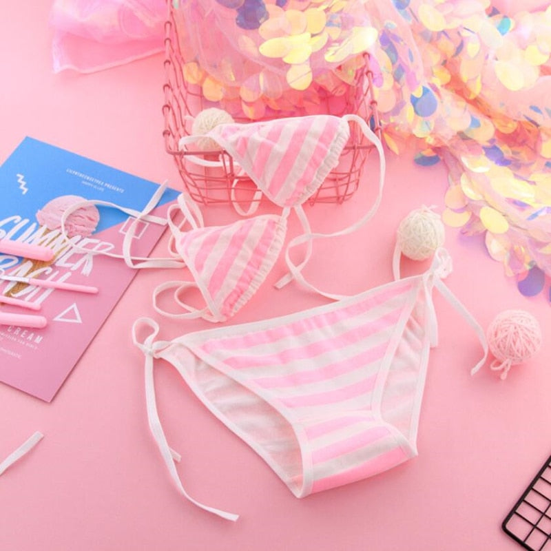 Pink Striped Mini Bikini