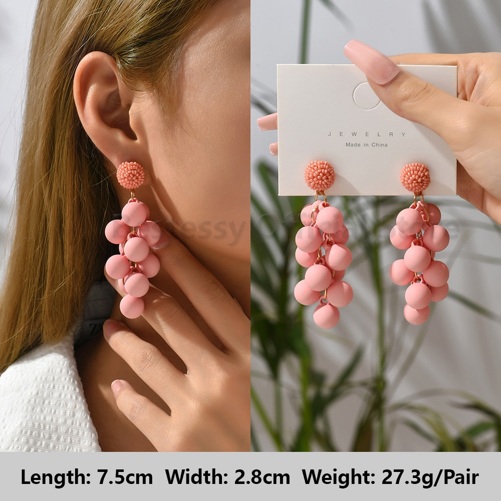 Pink Luxury Crystal Drop Earrings For Women