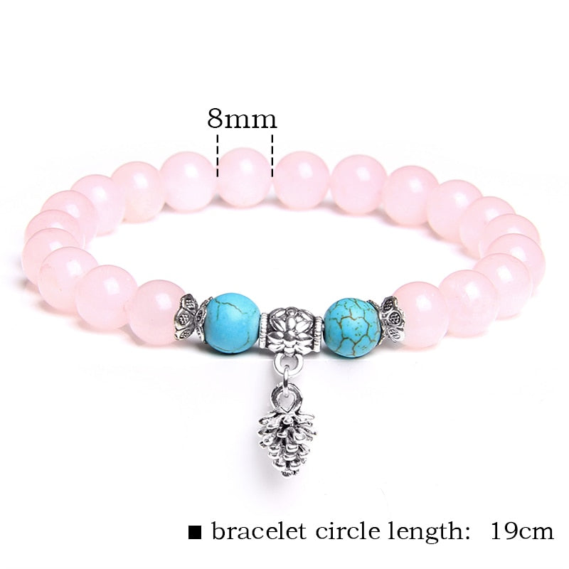 Trendy Rose Quartzs Bracelet Pink Crystal Beads Bracelets