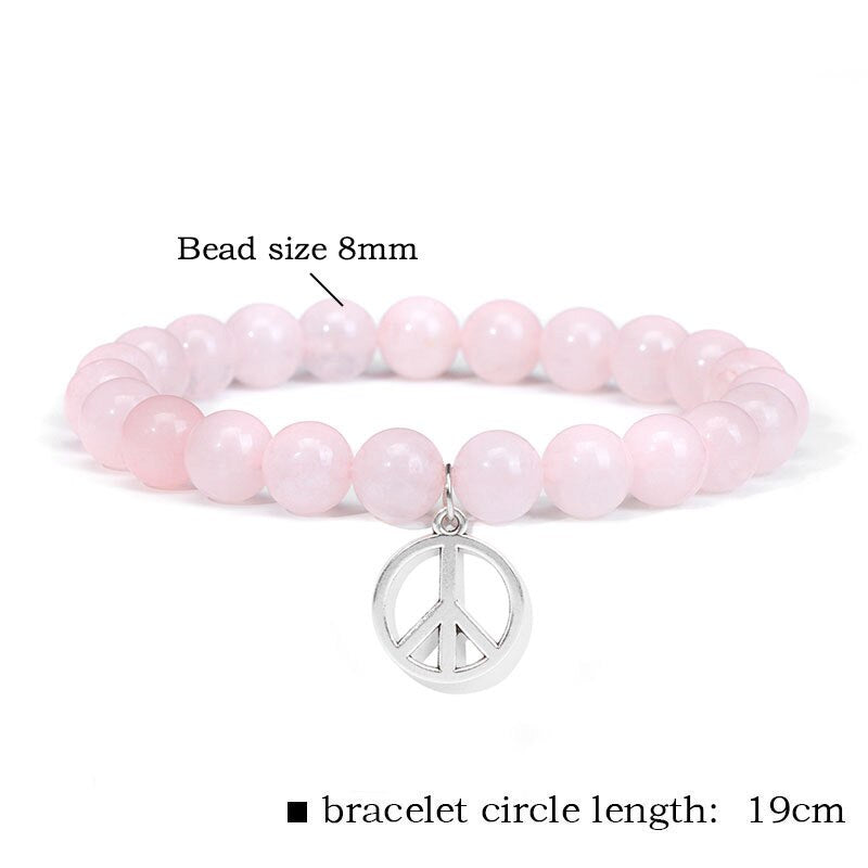 Trendy Rose Quartzs Bracelet Pink Crystal Beads Bracelets