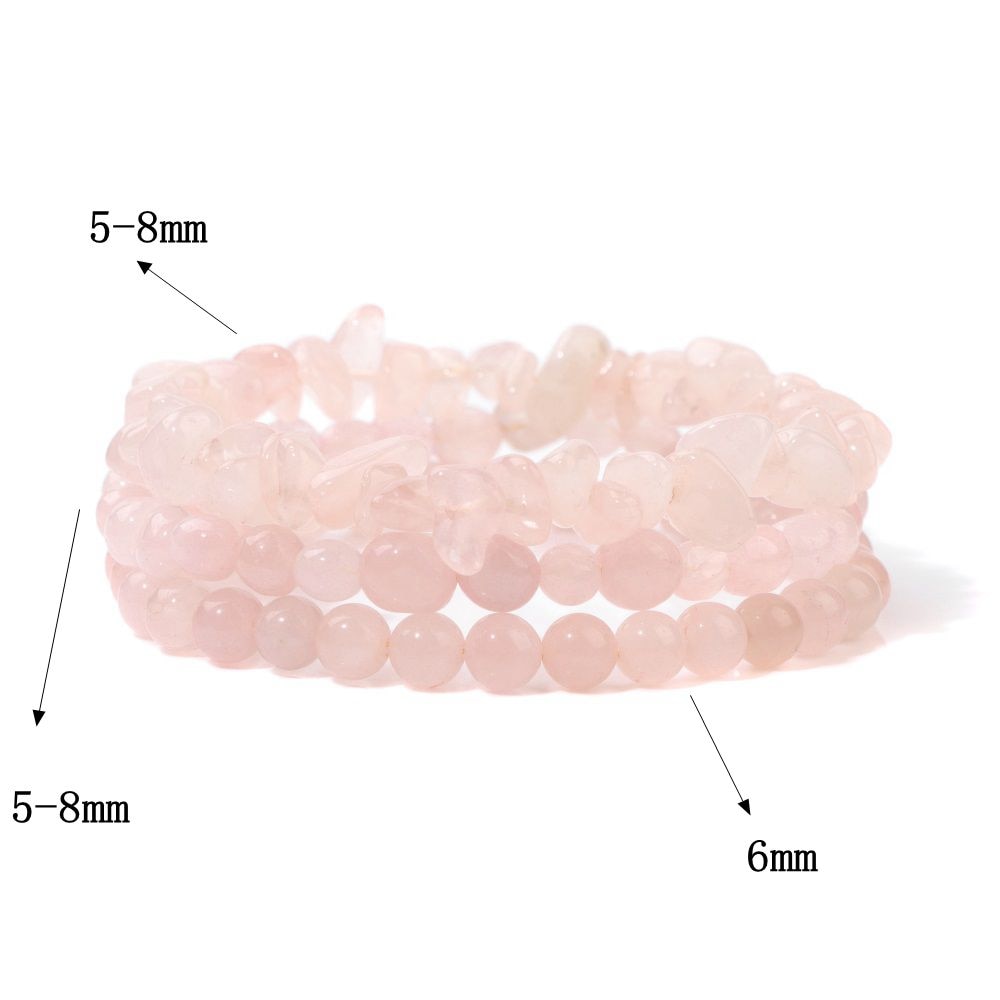 Trendy Rose Quartzs Bracelet Pink Crystal Beads Bracelets