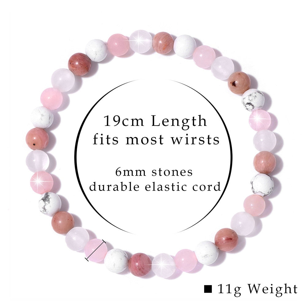 Trendy Rose Quartzs Bracelet Pink Crystal Beads Bracelets