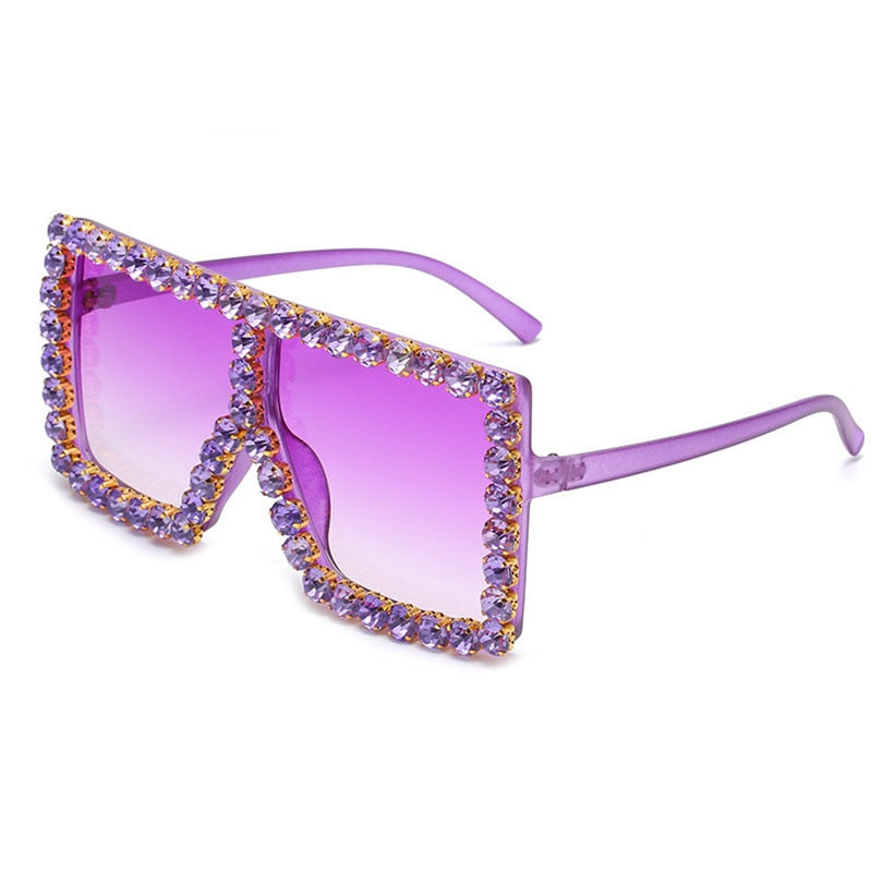Brand Oversize Sunglasses Square Rhinestone Sun Glasses Gradient