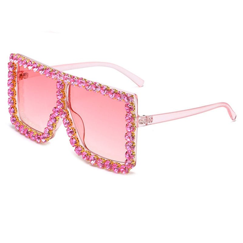Brand Oversize Sunglasses Square Rhinestone Sun Glasses Gradient