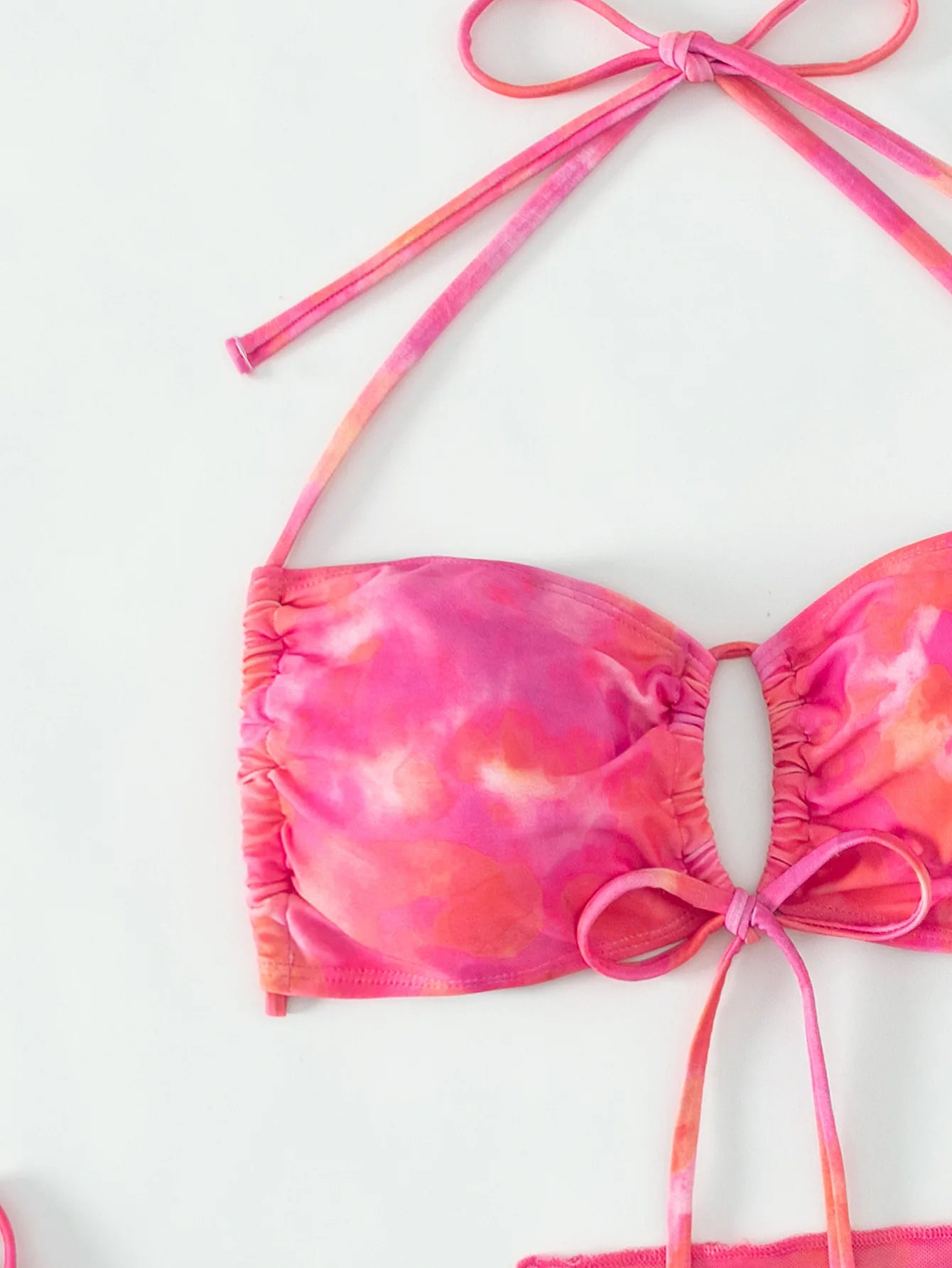 Women Pink Sexy 3 Piece Pink Bikini Set Ladies