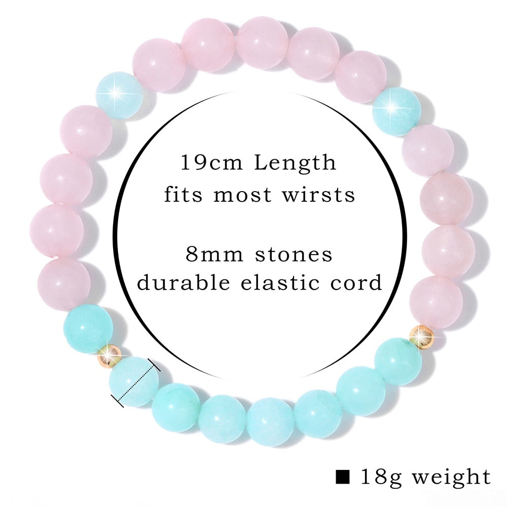 Trendy Rose Quartzs Bracelet Pink Crystal Beads Bracelets