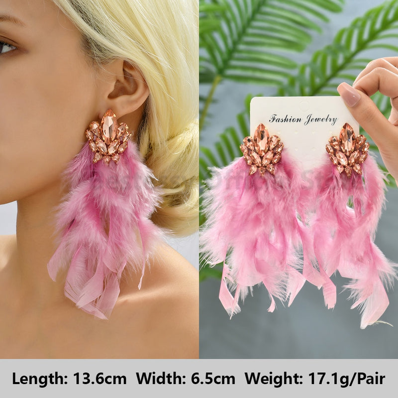 Pink Luxury Crystal Drop Earrings For Women