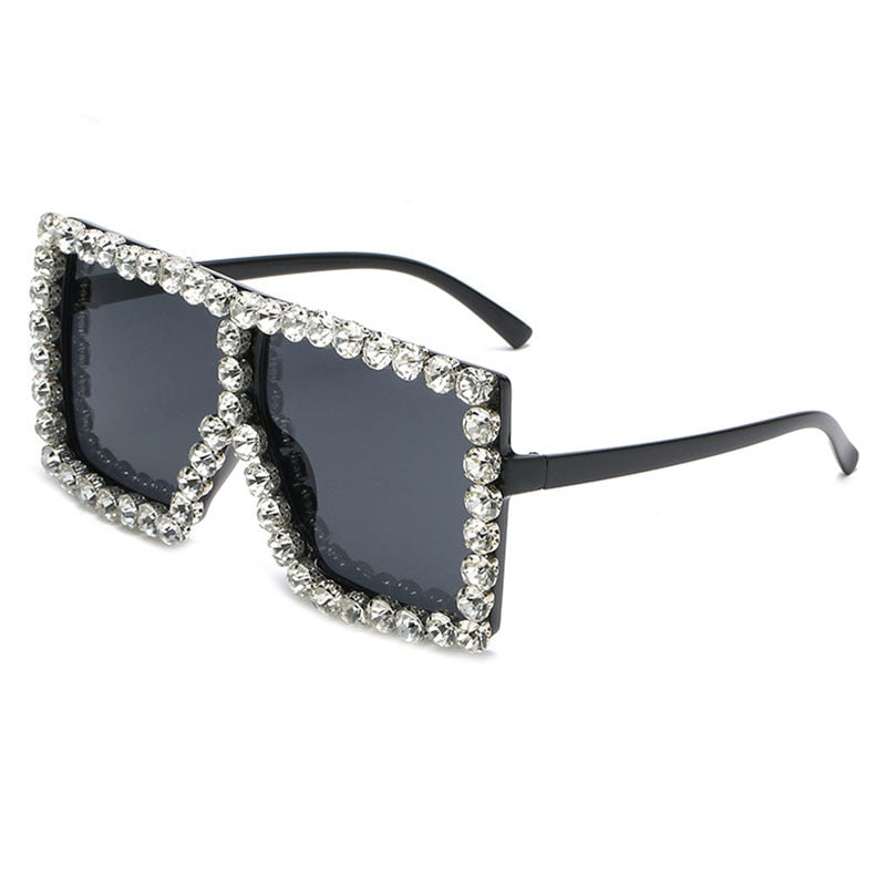 Brand Oversize Sunglasses Square Rhinestone Sun Glasses Gradient