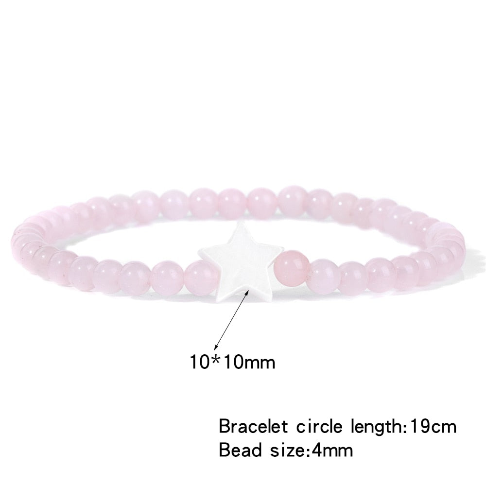 Trendy Rose Quartzs Bracelet Pink Crystal Beads Bracelets