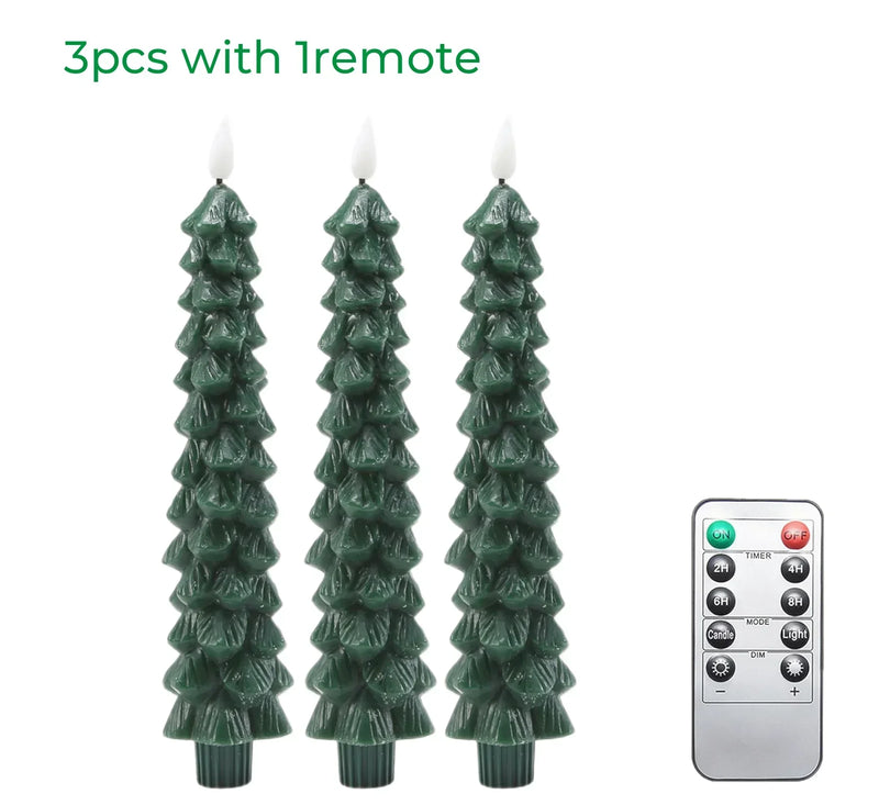 Real Wax Christmas Tree Led Flickering Taper Flameless Candles