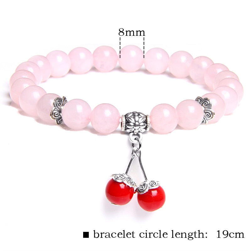 Trendy Rose Quartzs Bracelet Pink Crystal Beads Bracelets