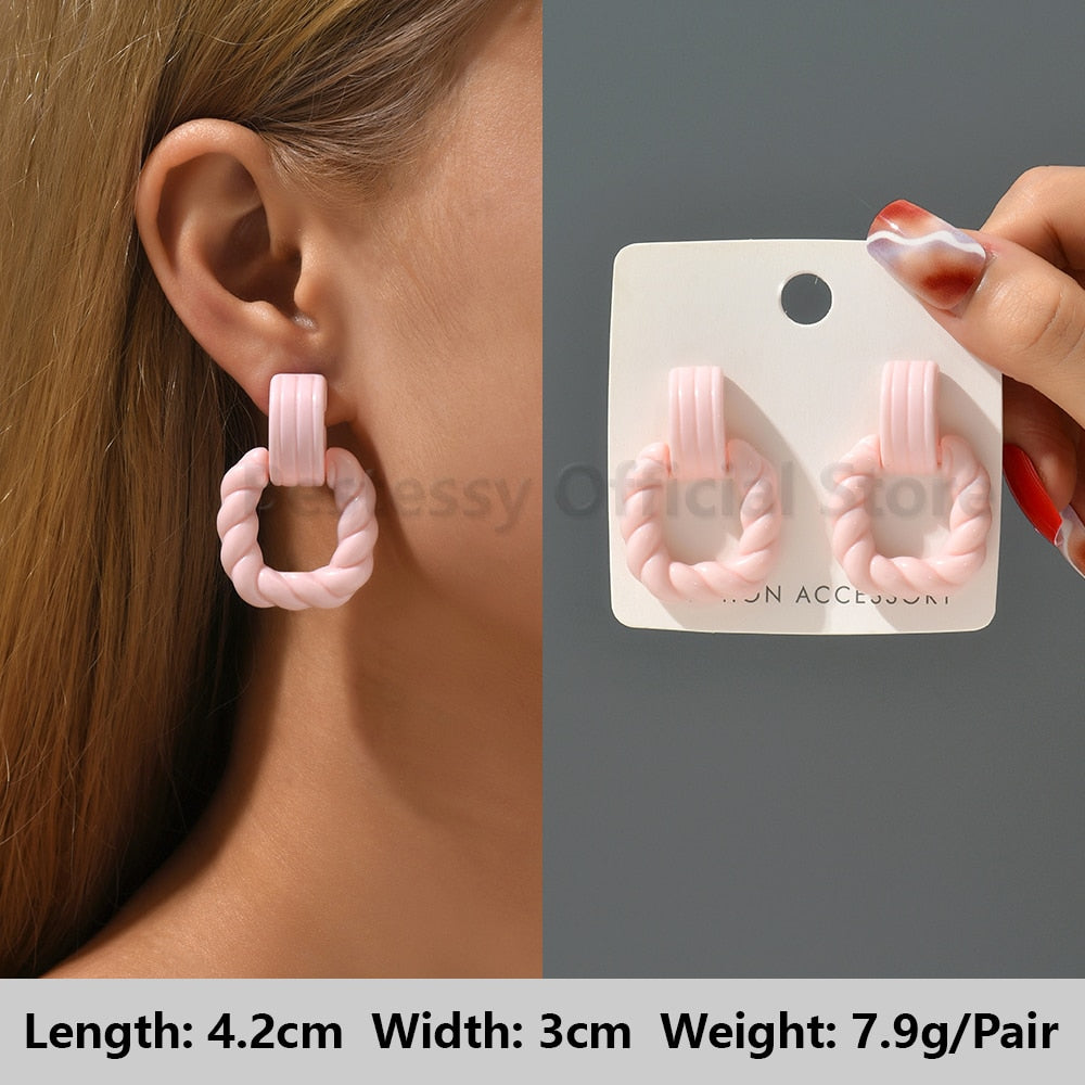 Pink Luxury Crystal Drop Earrings For Women