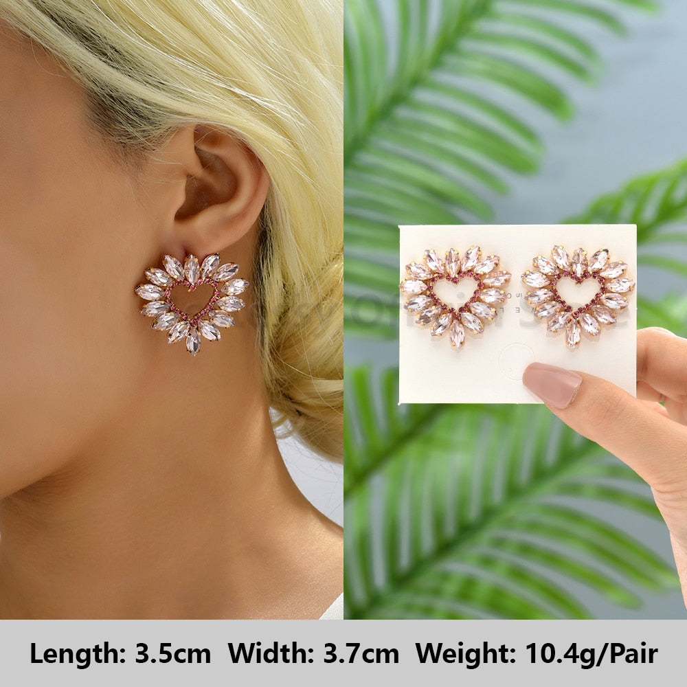 Pink Luxury Crystal Drop Earrings For Women