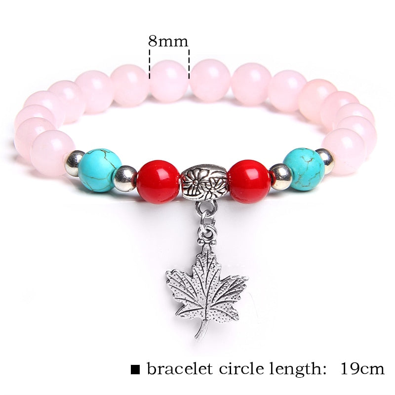 Trendy Rose Quartzs Bracelet Pink Crystal Beads Bracelets
