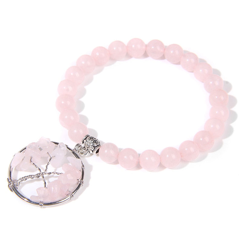Trendy Rose Quartzs Bracelet Pink Crystal Beads Bracelets