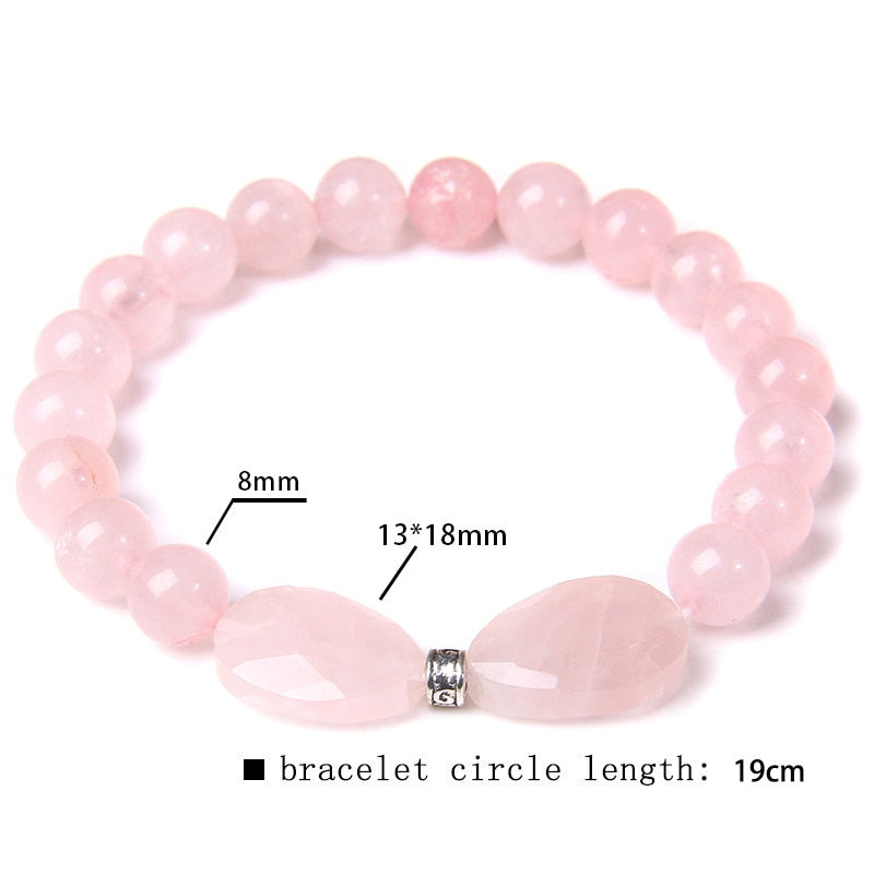 Trendy Rose Quartzs Bracelet Pink Crystal Beads Bracelets