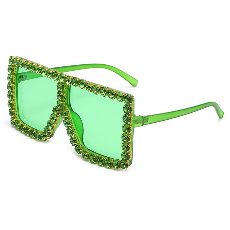 Brand Oversize Sunglasses Square Rhinestone Sun Glasses Gradient