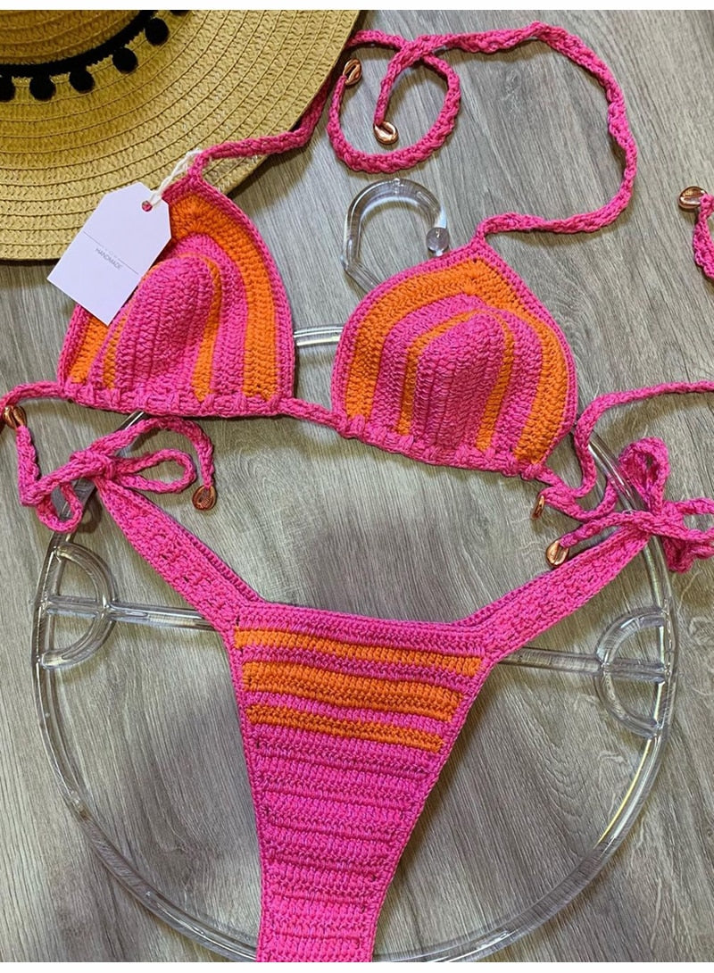 Women Fabric Crochet Bikini Sets