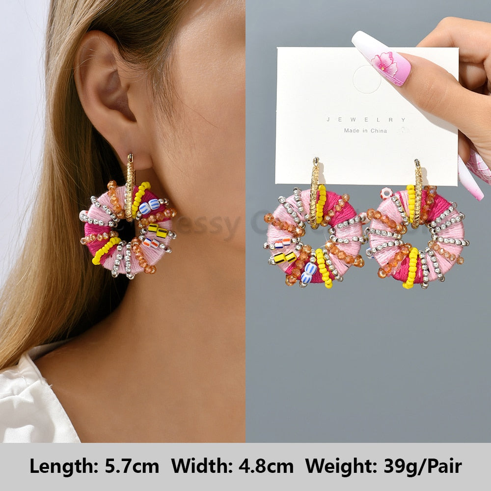 Pink Luxury Crystal Drop Earrings For Women