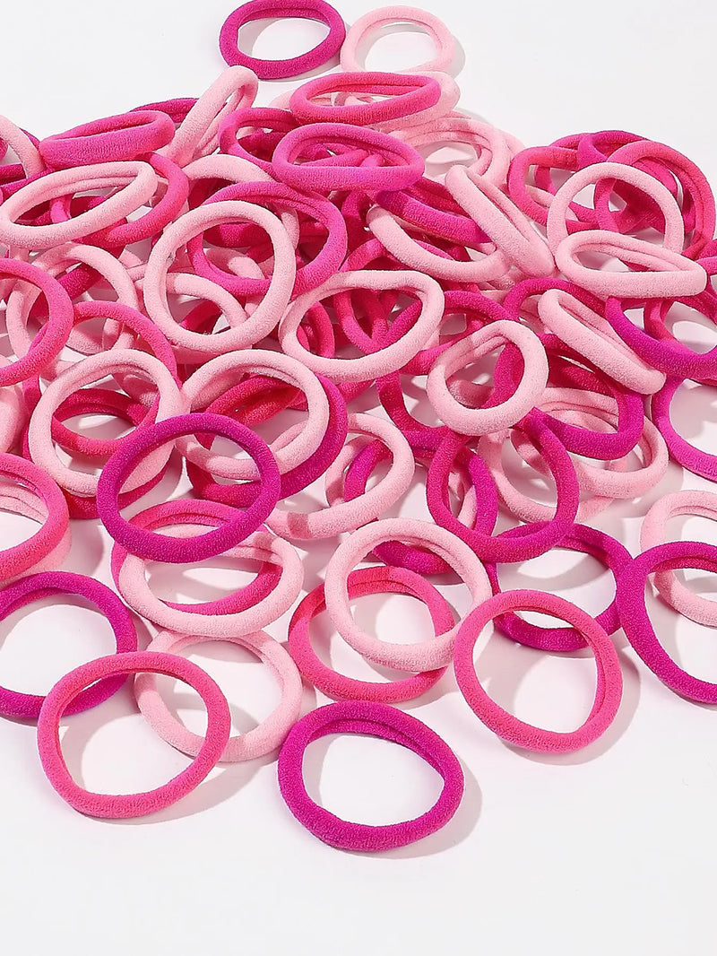 100-Pack Soft Pink Elastic Hair Ties for Girls 🎀 – No-Slip, Gentle, and Durable Hair Bands for Kids 👧