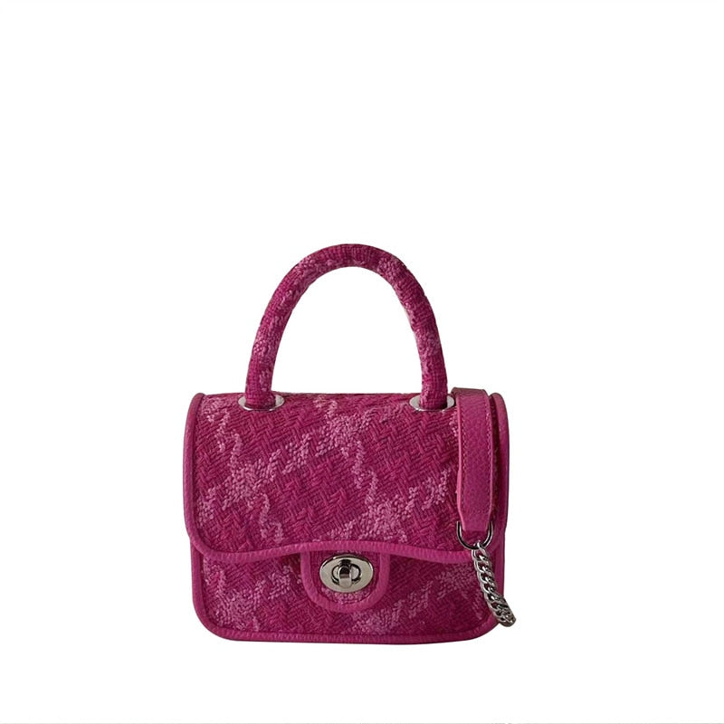 Rose Pink Women Lock Shoulder Bags