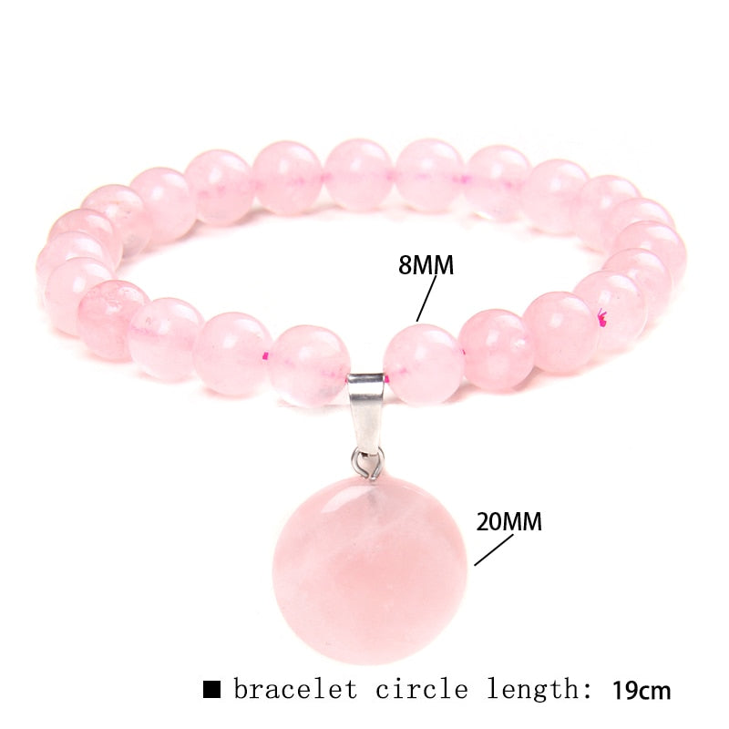 Trendy Rose Quartzs Bracelet Pink Crystal Beads Bracelets