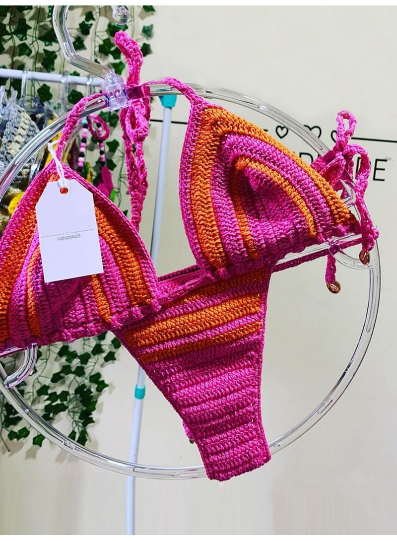 Women Fabric Crochet Bikini Sets