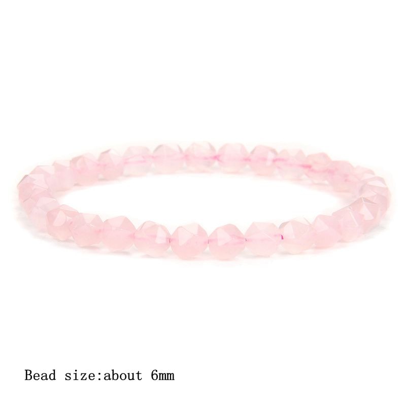 Trendy Rose Quartzs Bracelet Pink Crystal Beads Bracelets