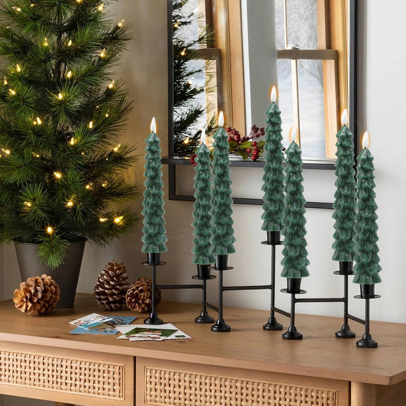 Real Wax Christmas Tree Led Flickering Taper Flameless Candles