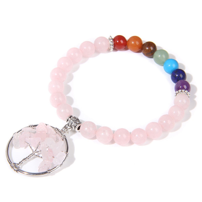 Trendy Rose Quartzs Bracelet Pink Crystal Beads Bracelets