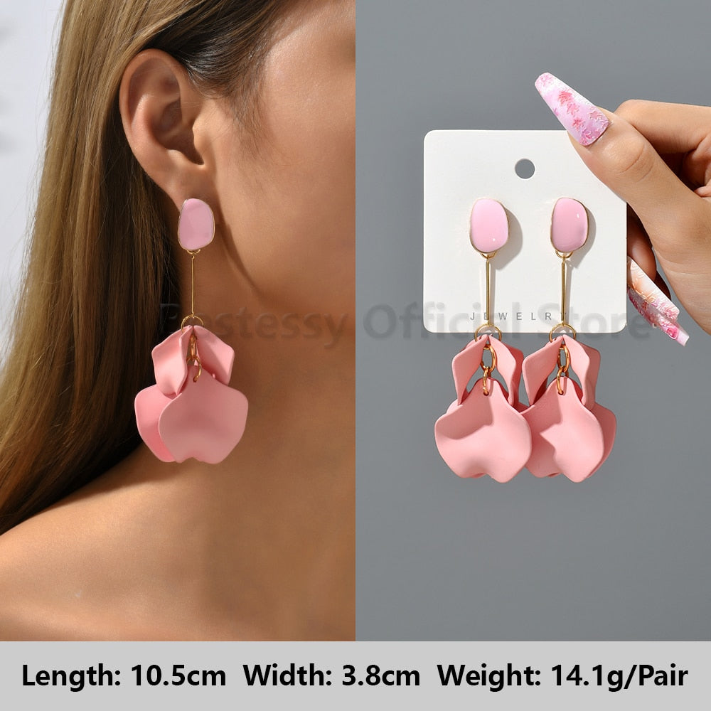 Pink Luxury Crystal Drop Earrings For Women