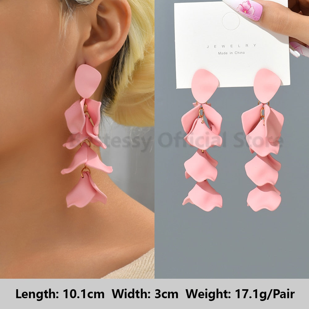 Pink Luxury Crystal Drop Earrings For Women