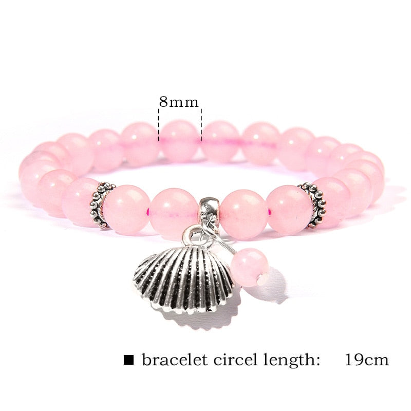 Trendy Rose Quartzs Bracelet Pink Crystal Beads Bracelets
