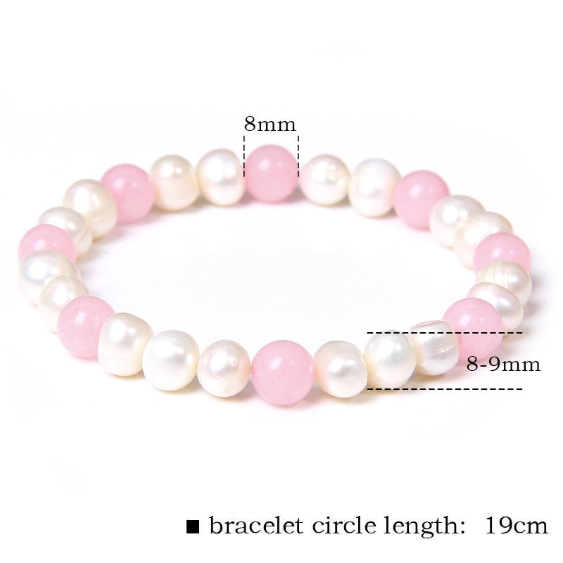Trendy Rose Quartzs Bracelet Pink Crystal Beads Bracelets
