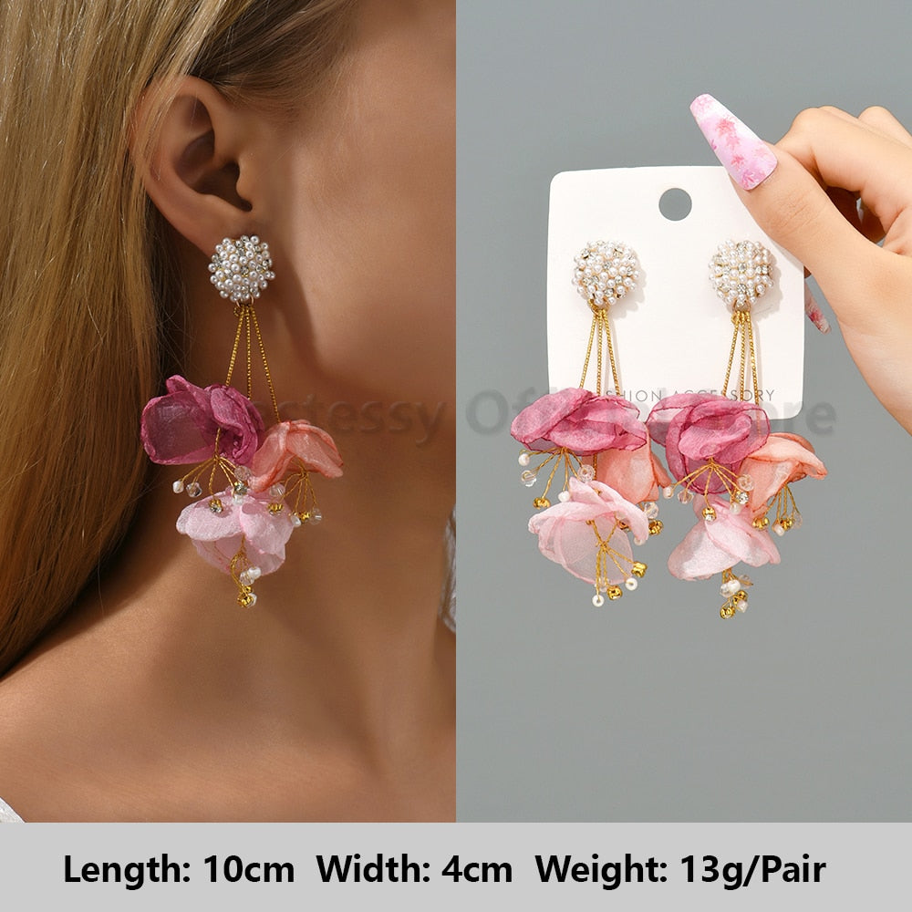 Pink Luxury Crystal Drop Earrings For Women