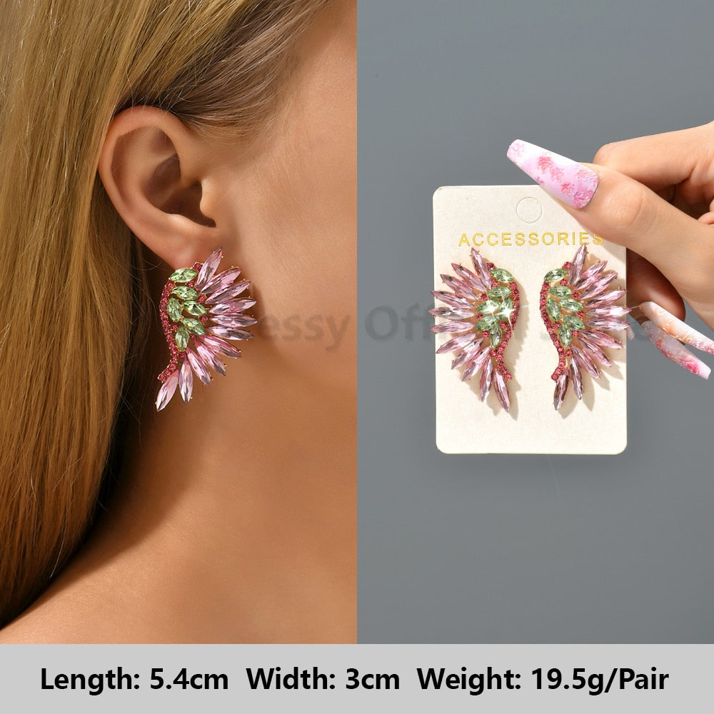 Pink Luxury Crystal Drop Earrings For Women