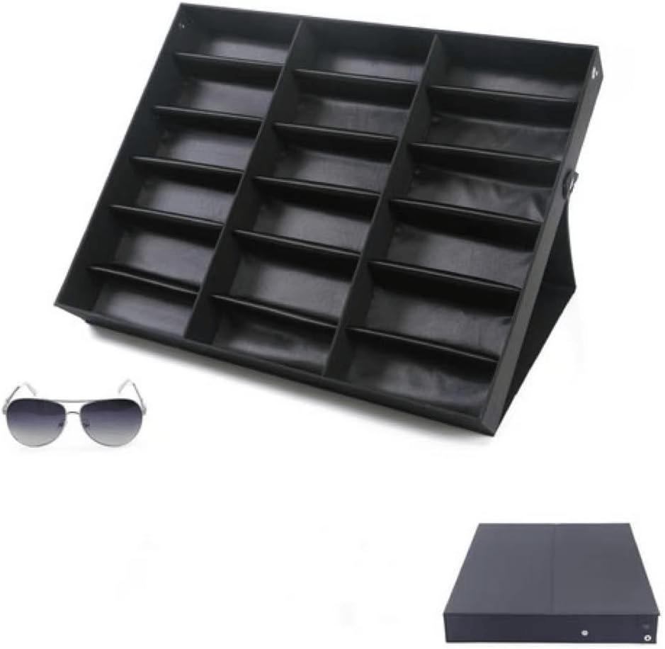 Rachymack 18 Slot Sunglasses Organizer,Sunglasses Display Case,Glasses Storage Case,Multiple Eyeglasses Holder Display Tray,Eyewear Cases with Lid for Stores,Offices,Homes (Black)