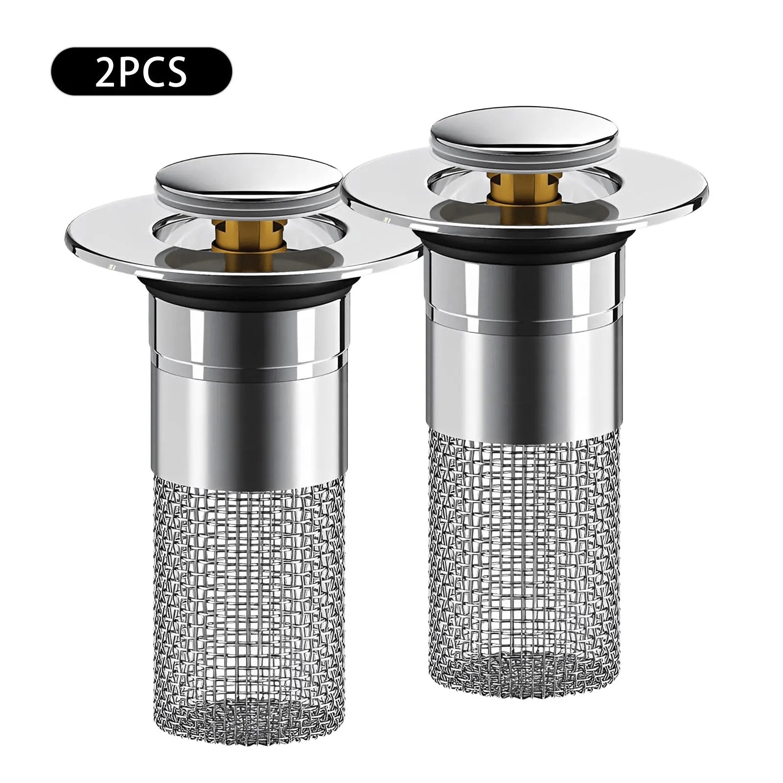 Rachymack 2Pcs Bathroom Sink Drain Strainer, Pop up Sink Drain Filter Withremovable Stainless Steel Filter Basket Hair Catcher,Bathroom Sink Drain Stopper, for Us Bathroom Sink Stopperreplacement