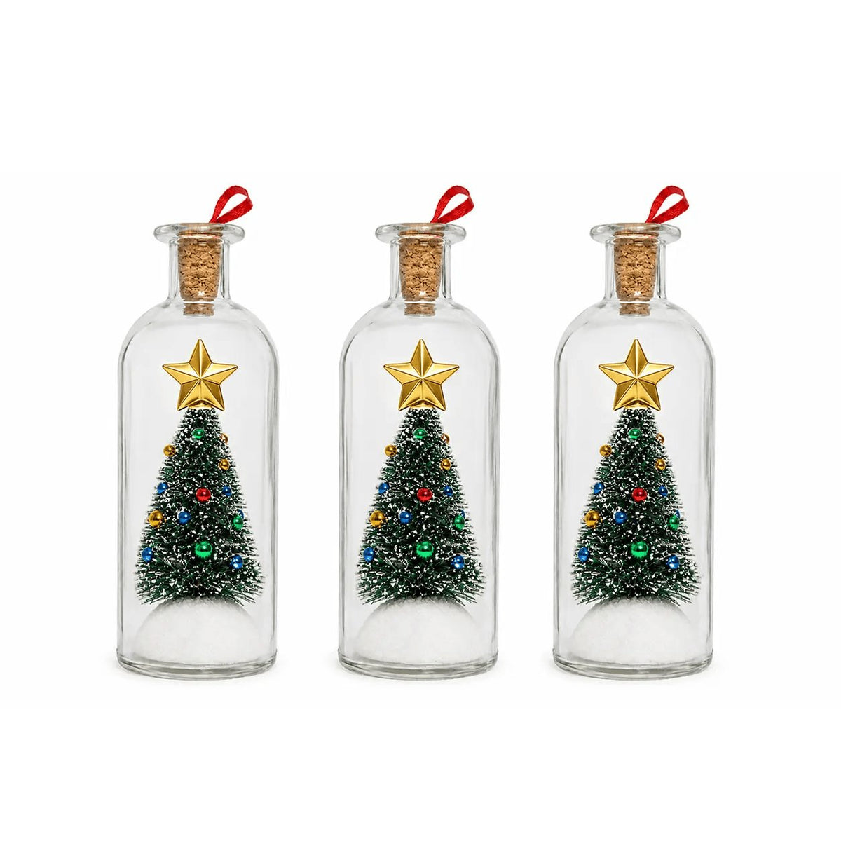 Rachymack 3 Pcs Recordable Christmas Message in a Bottle Ornament 8 Inch Voice Recording Holiday Keepsake with Playback Snowy Christmas Tree Scene Glass Bottle Decoration for Tree Home and Gift