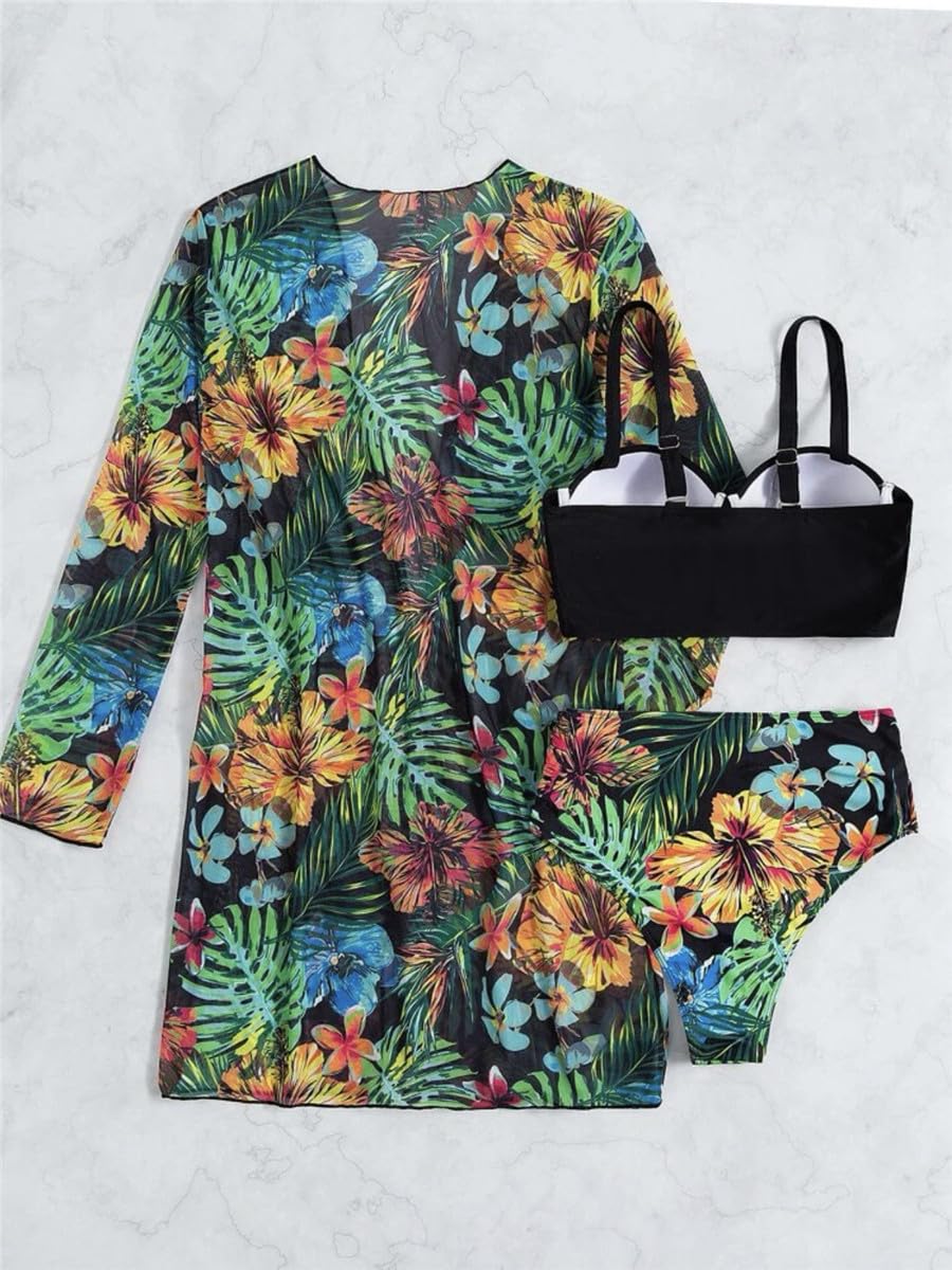 Rachymack 3 Piece Floral Printed Push Up Bikini Set
